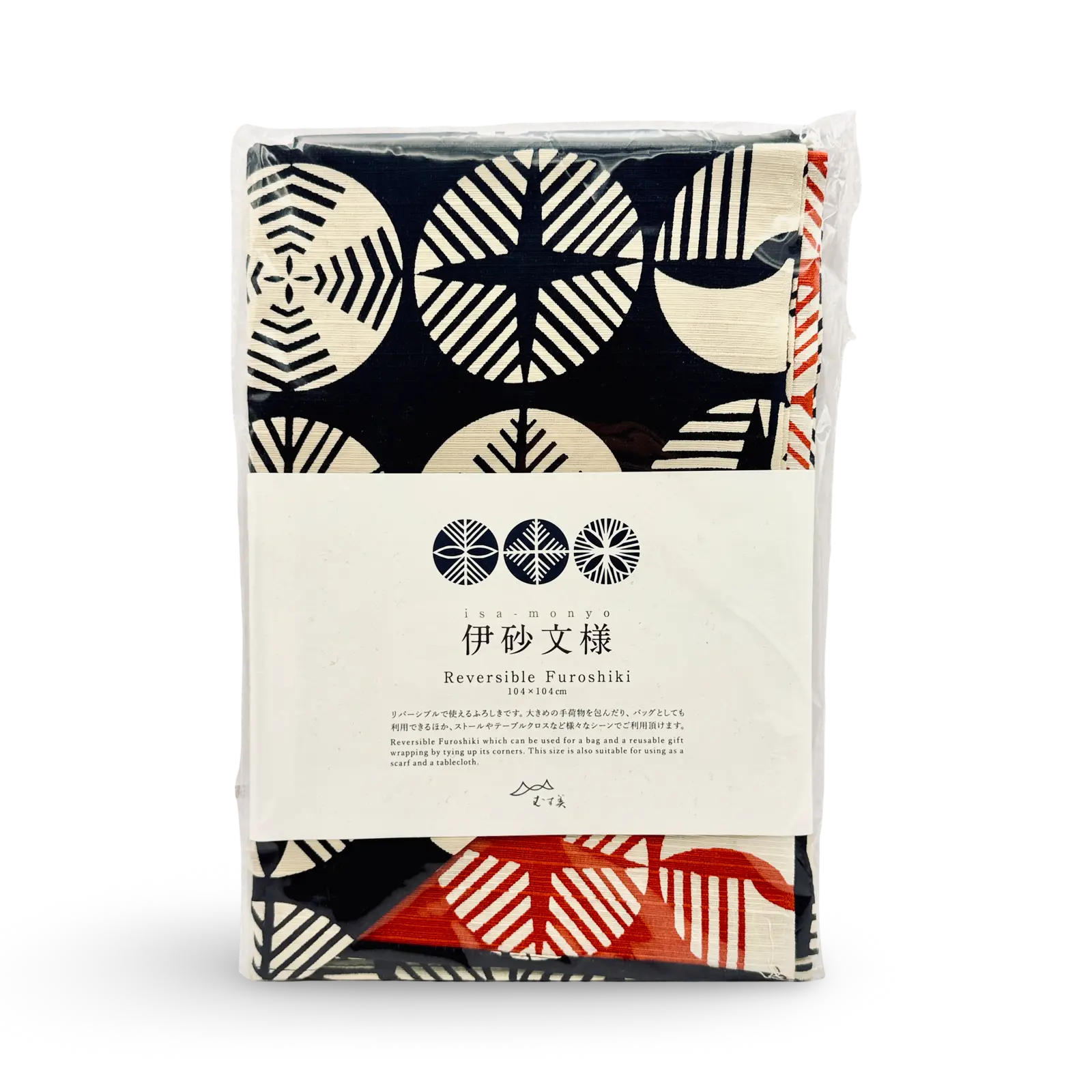Furoshiki Japansk Rebklæde – Isa Monyo Vendbart | Pine Navy Blue / Red